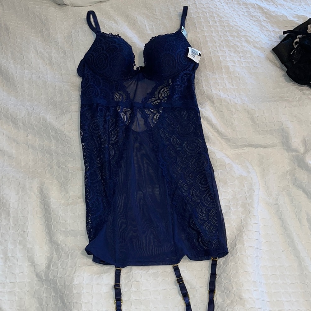 Navy blue lingerie dress
